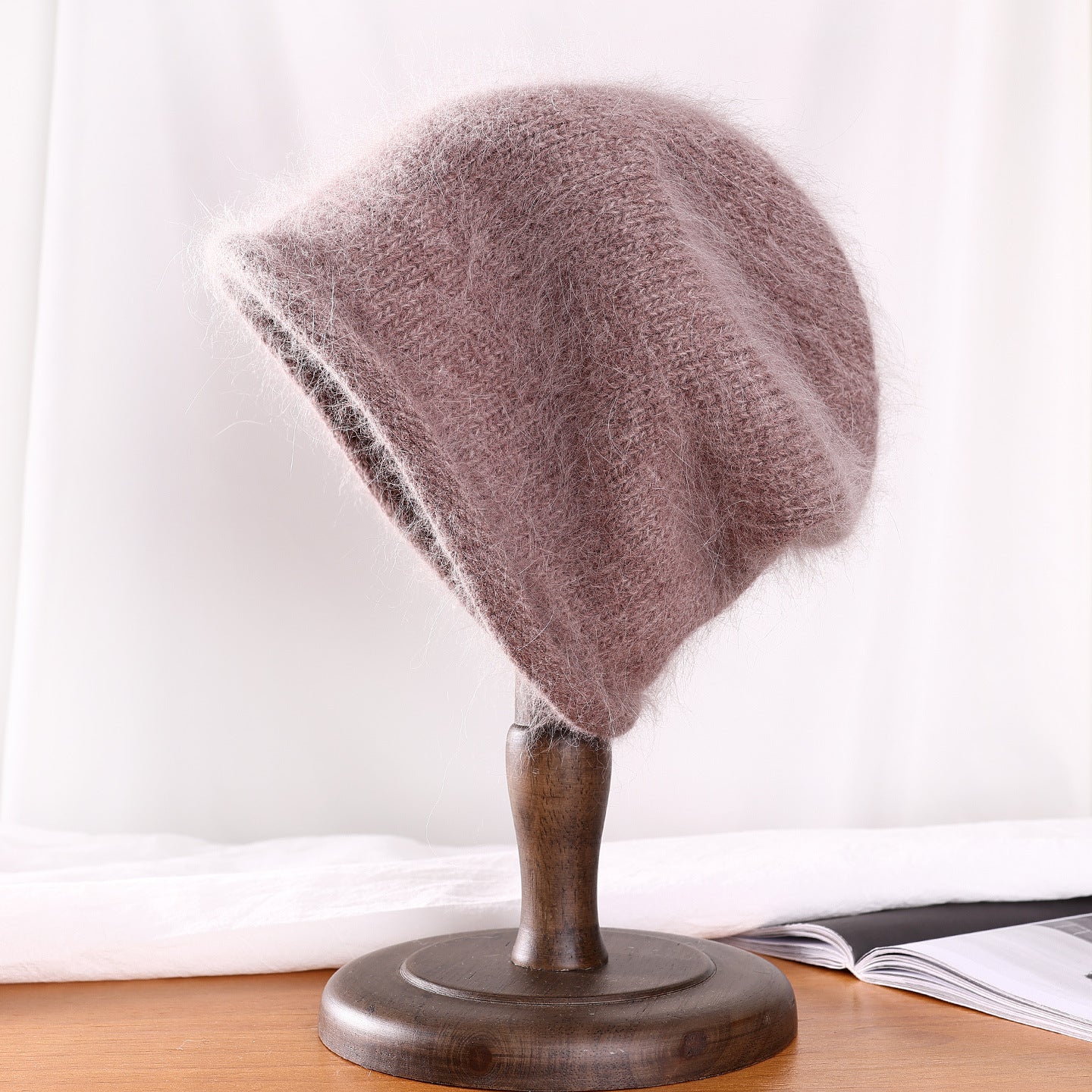 Angora beanie hat Fluffy knit hat ,Extra warm Winter hat for Women