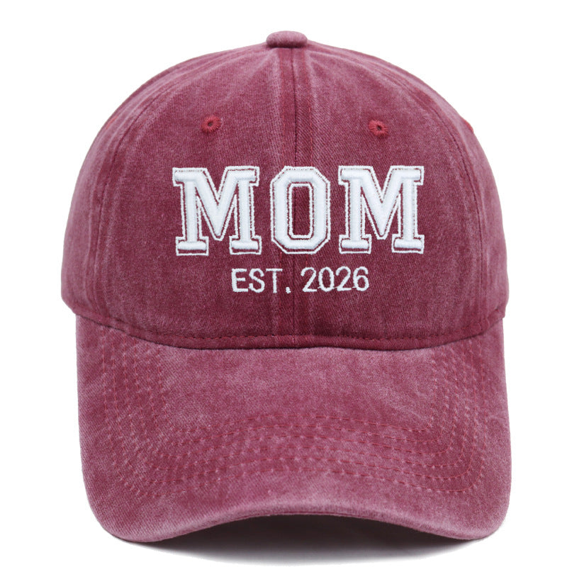 Embroidered MOM / DAD EST. 2026 Baseball Cap,Vintage Washed Cotton Dad Hat