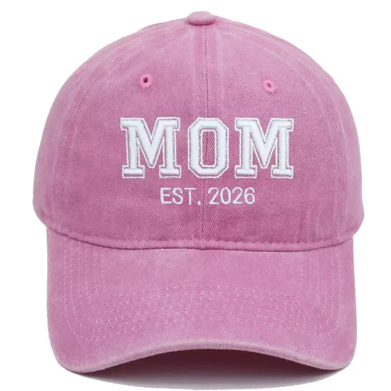 Embroidered MOM / DAD EST. 2026 Baseball Cap,Vintage Washed Cotton Dad Hat
