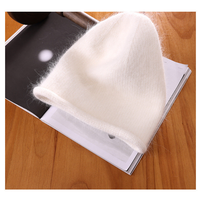 Angora beanie hat Fluffy knit hat ,Extra warm Winter hat for Women