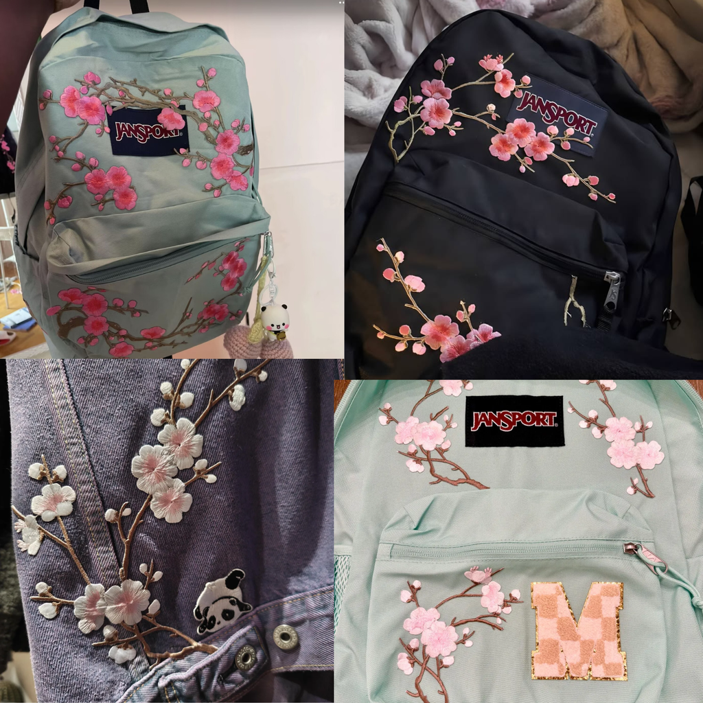 Cherry Blossom iron on Patches for Backpack,Jackets, Bags & DIY Crafts