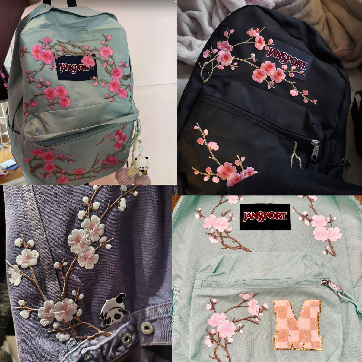 Cherry Blossom iron on Patches for Backpack,Jackets, Bags & DIY Crafts