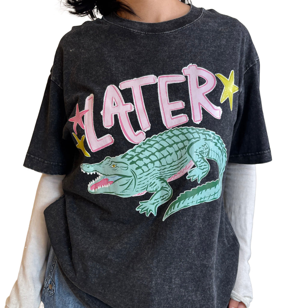 Later gator shirt,Vintage Washed 100% Cotton Graphic Tee