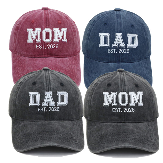 Custom Mom Dad Hat 3D Embroidered with Est Year Baby Announcement Gift