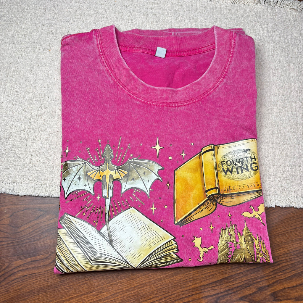 Vintage Washed Dragon Rider Shirt Bookish Gift for Readers
