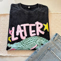 Later gator shirt,Vintage Washed 100% Cotton Graphic Tee