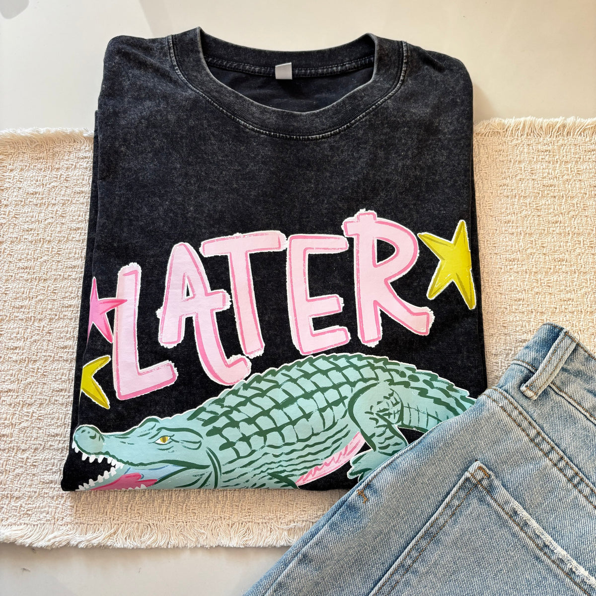 Later gator shirt,Vintage Washed 100% Cotton Graphic Tee