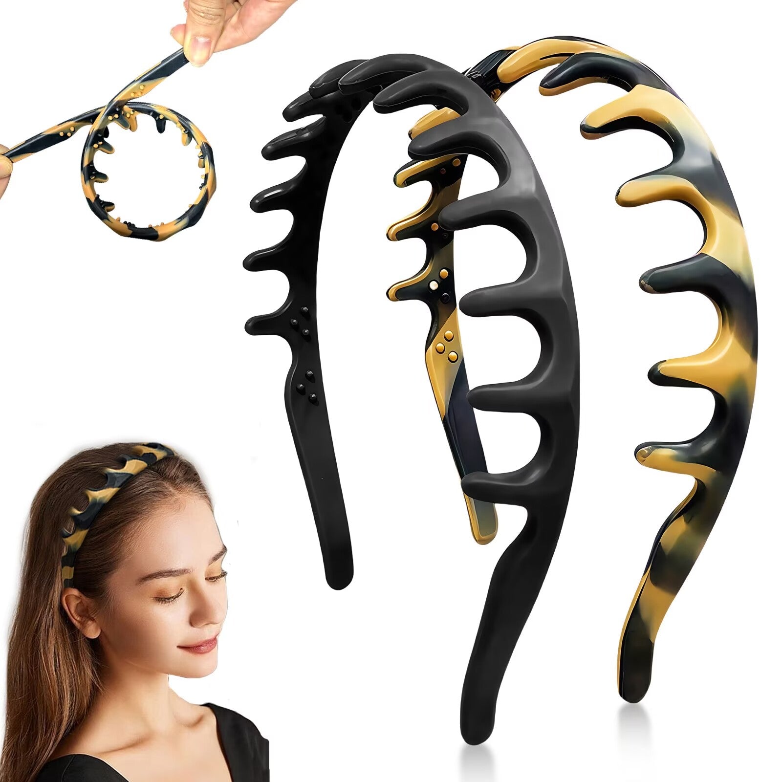 2pcs Silicone Comb Headbands for Women