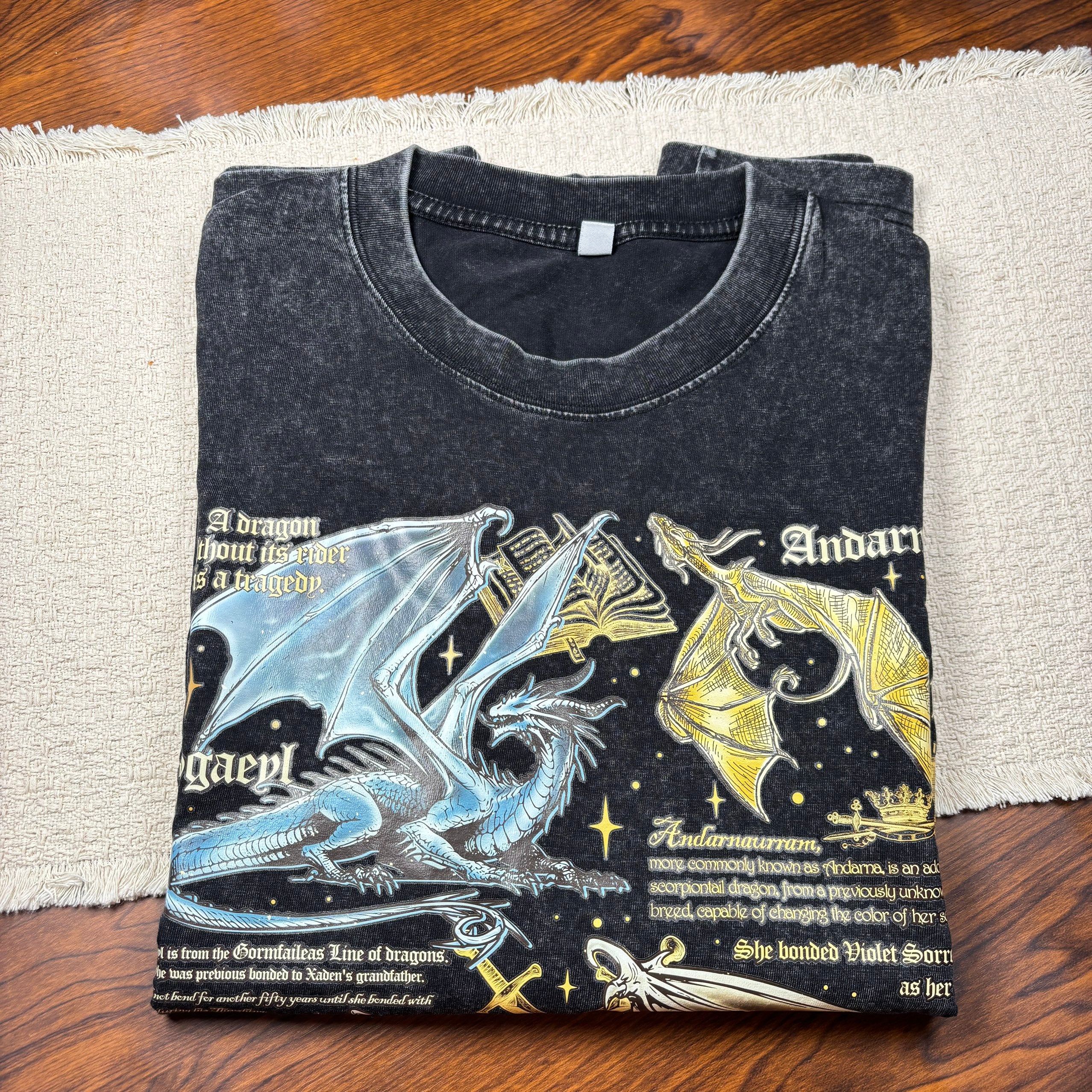 Vintage Washed Dragon Rider Shirt Bookish Gift for Readers