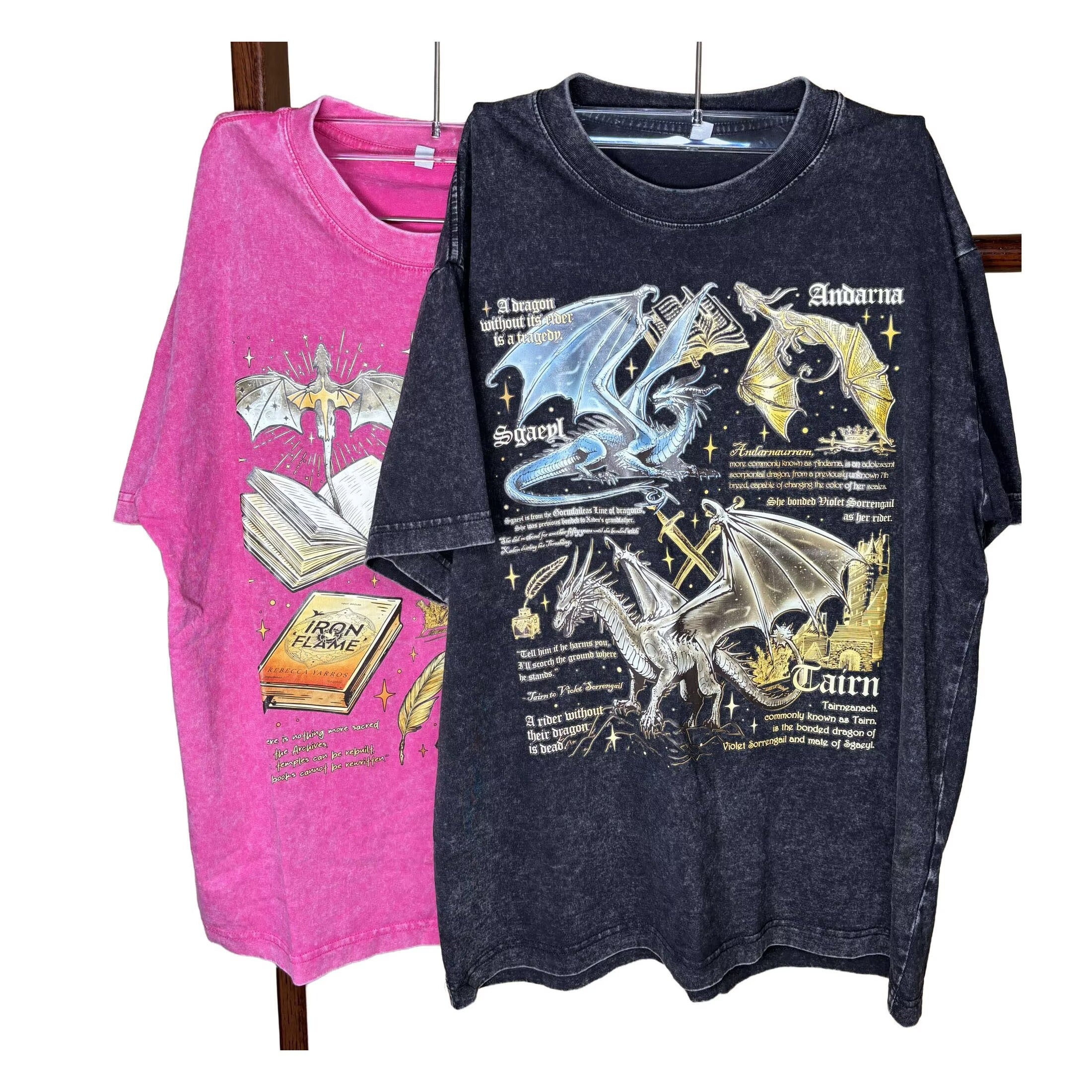 Vintage Washed Dragon Rider Shirt Bookish Gift for Readers