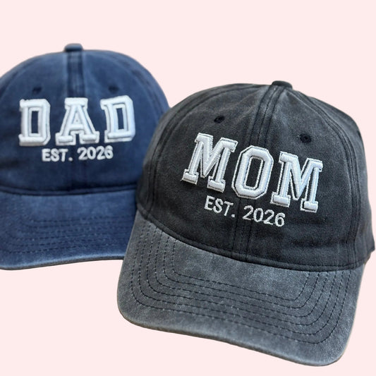 Personalized 3D MOM Dad Embroidered Hat,New Mom Dad Gift
