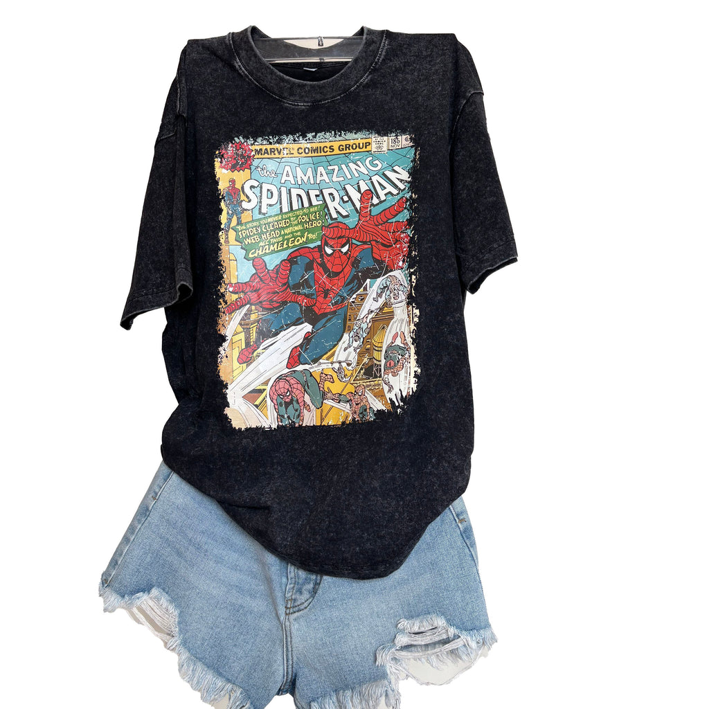 the amazing spideman vintage washed tshirt unisex