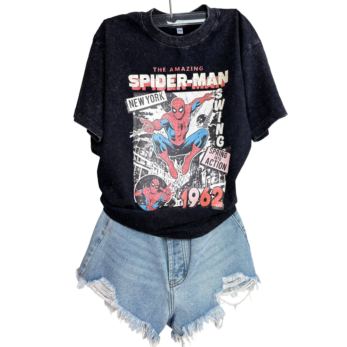 the amazing spideman vintage washed tshirt unisex