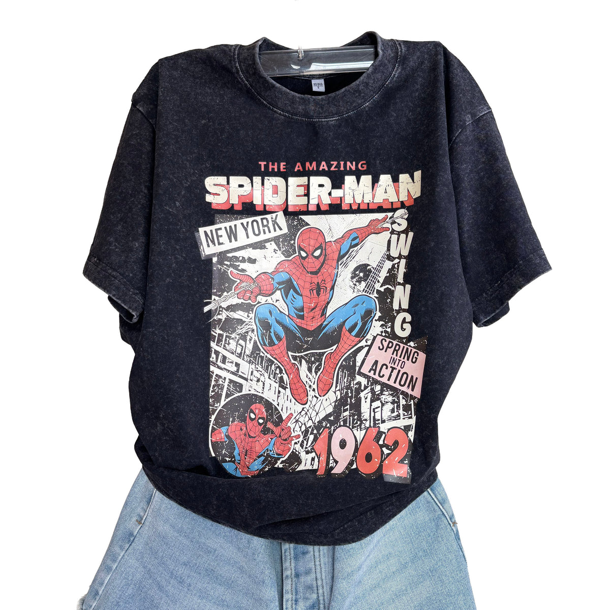 the amazing spideman vintage washed tshirt unisex