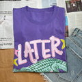 Later Gator Purple Graphic T-Shirt, Funny Cotton Tee, Cute Alligator Shirt for Women
