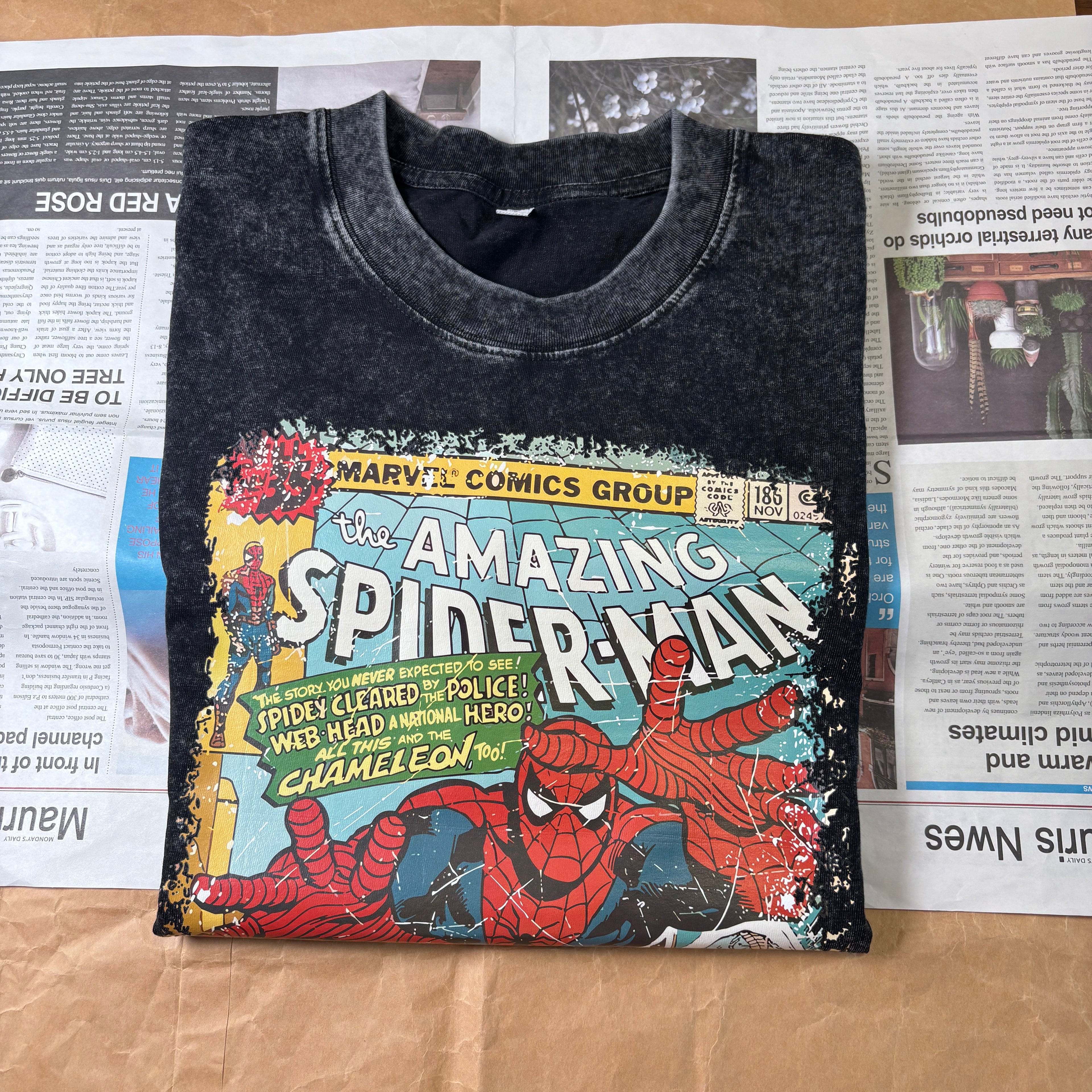 the amazing spideman vintage washed tshirt unisex
