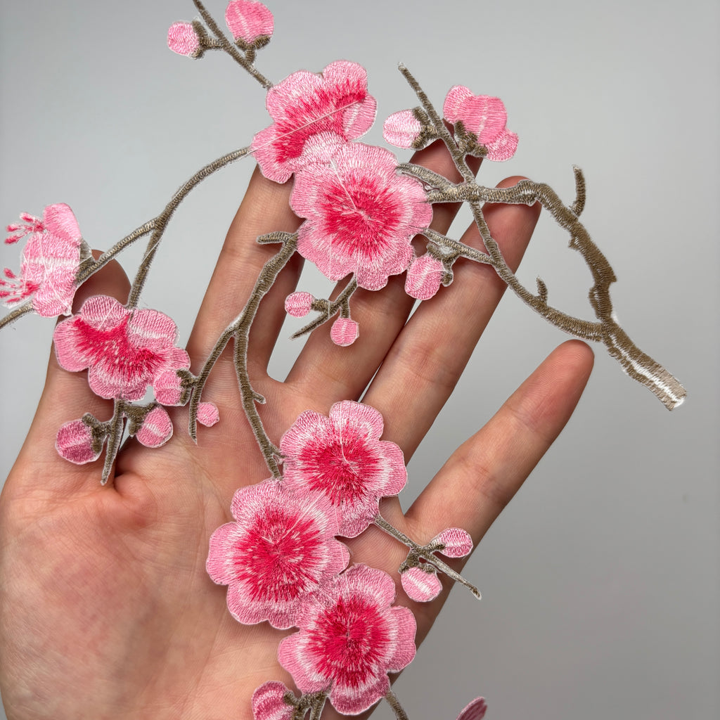 Cherry Blossom iron on Patches for Backpack,Jackets, Bags & DIY Crafts