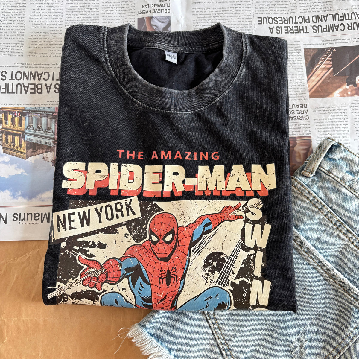 the amazing spideman vintage washed tshirt unisex