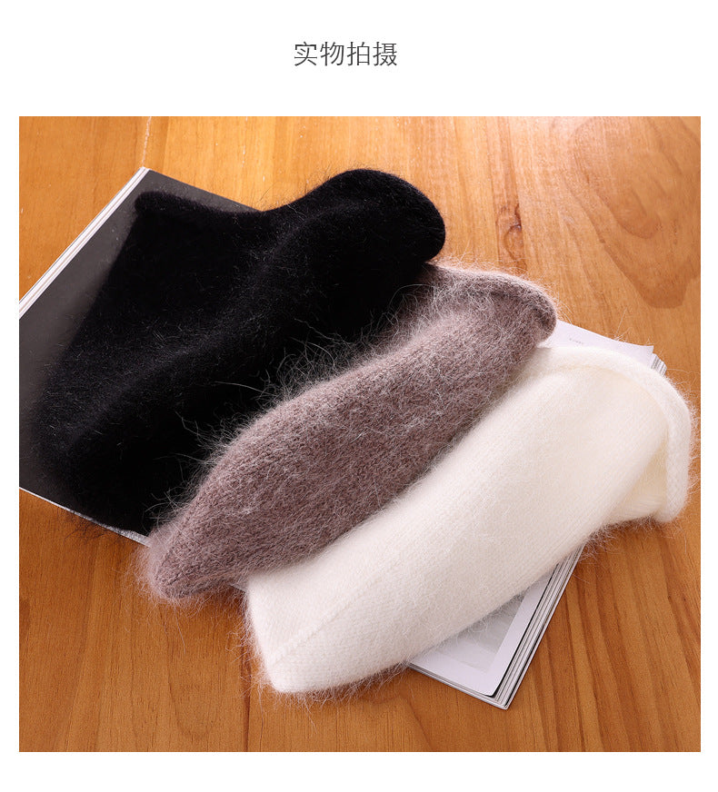 Angora beanie hat Fluffy knit hat ,Extra warm Winter hat for Women