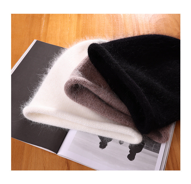 Angora beanie hat Fluffy knit hat ,Extra warm Winter hat for Women